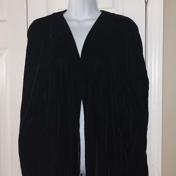 Vintage Karen Lucas for Niki velvet black open front jacket blazer cover  Sz M - Picture 3 of 6